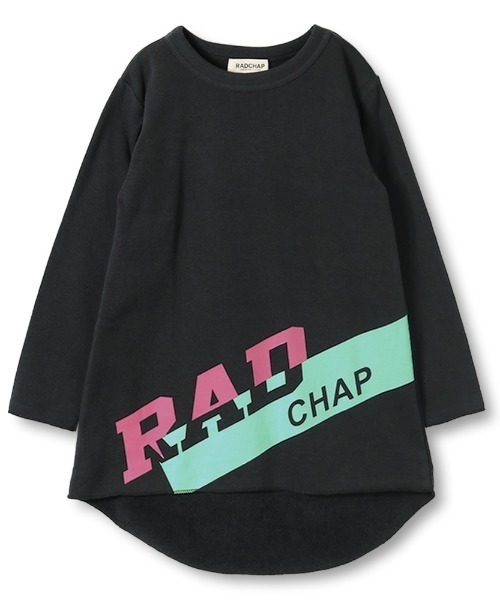 RADCHAP（ラッドチャップ）の「ビッグロゴチュニック（スウェット・キッズ・ブラック/ピンク・90cm/110cm/100cm/120cm/130cm/140cm/150cm）」の4枚目の写真