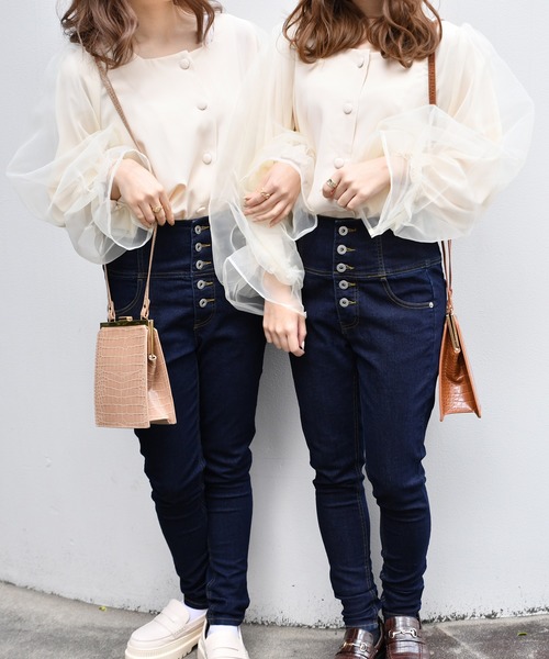 PairPair（ペアペア）の「シアースリーヴスクエアネックブラウス（シャツ/ブラウス・レディース・アイボリー/モカ・FREE）」の2枚目の写真