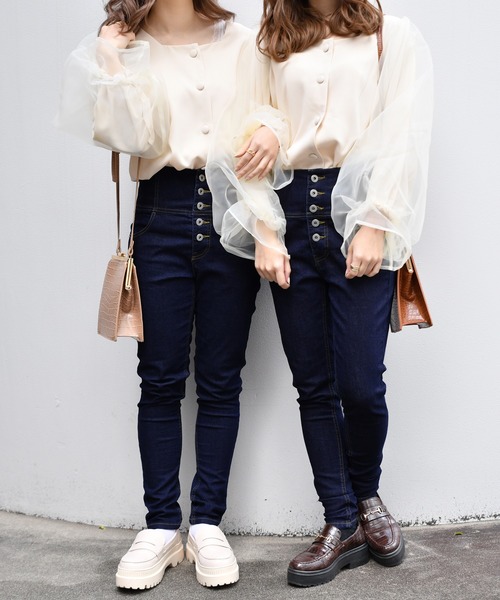 PairPair（ペアペア）の「シアースリーヴスクエアネックブラウス（シャツ/ブラウス・レディース・アイボリー/モカ・FREE）」の7枚目の写真