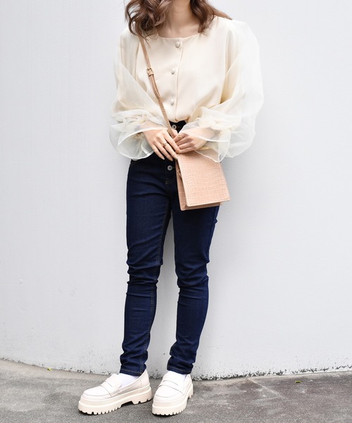 PairPair（ペアペア）の「シアースリーヴスクエアネックブラウス（シャツ/ブラウス・レディース・アイボリー/モカ・FREE）」の15枚目の写真