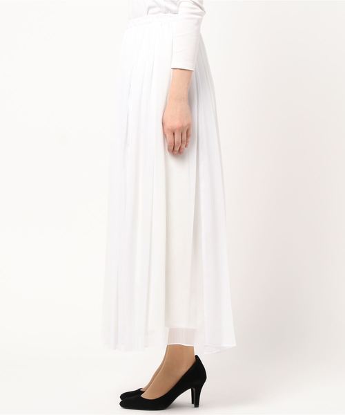 DouDou（ドゥドゥ）の「クレープギャザーフレアスカート（スカート・レディース・オフホワイト/ホワイト系その他/バイオレット・36/38）」の5枚目の写真