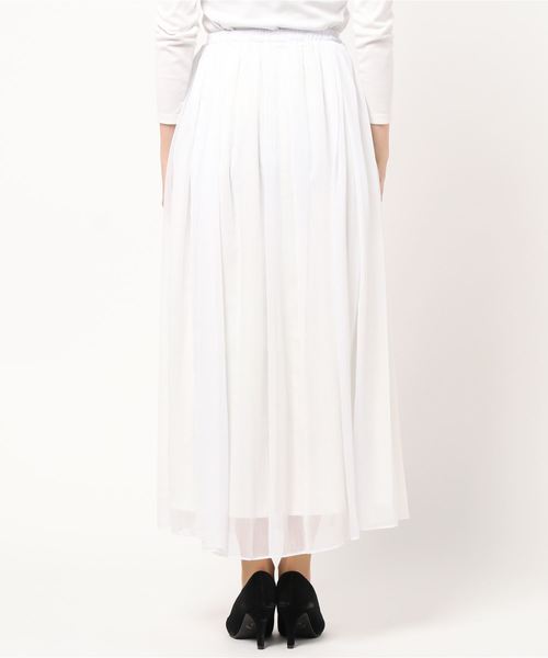 DouDou（ドゥドゥ）の「クレープギャザーフレアスカート（スカート・レディース・オフホワイト/ホワイト系その他/バイオレット・36/38）」の4枚目の写真