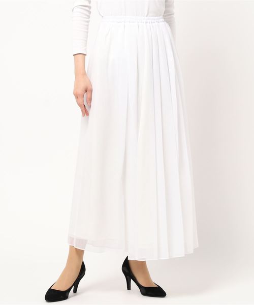 DouDou（ドゥドゥ）の「クレープギャザーフレアスカート（スカート・レディース・オフホワイト/ホワイト系その他/バイオレット・36/38）」の11枚目の写真