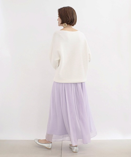 DouDou（ドゥドゥ）の「クレープギャザーフレアスカート（スカート・レディース・オフホワイト/ホワイト系その他/バイオレット・36/38）」の13枚目の写真