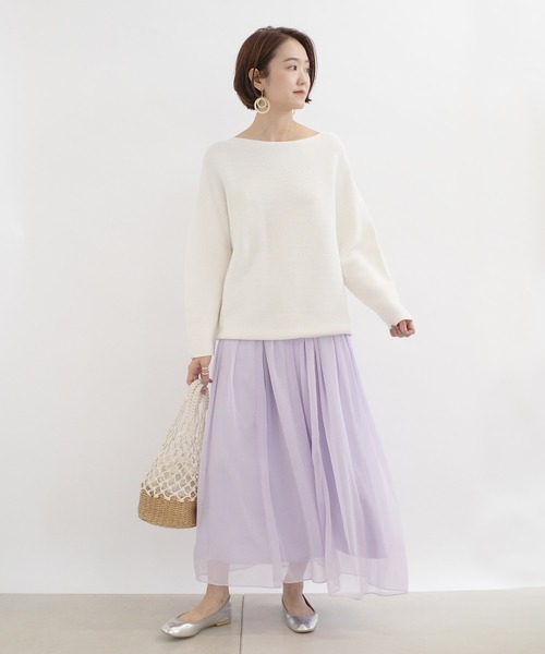 DouDou（ドゥドゥ）の「クレープギャザーフレアスカート（スカート・レディース・オフホワイト/ホワイト系その他/バイオレット・36/38）」の15枚目の写真