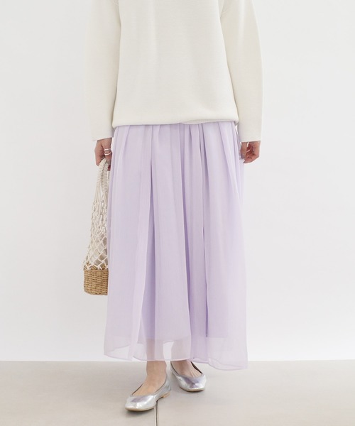 DouDou（ドゥドゥ）の「クレープギャザーフレアスカート（スカート・レディース・オフホワイト/ホワイト系その他/バイオレット・36/38）」の20枚目の写真