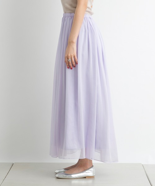 DouDou（ドゥドゥ）の「クレープギャザーフレアスカート（スカート・レディース・オフホワイト/ホワイト系その他/バイオレット・36/38）」の9枚目の写真