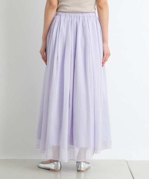 DouDou（ドゥドゥ）の「クレープギャザーフレアスカート（スカート・レディース・オフホワイト/ホワイト系その他/バイオレット・36/38）」の8枚目の写真
