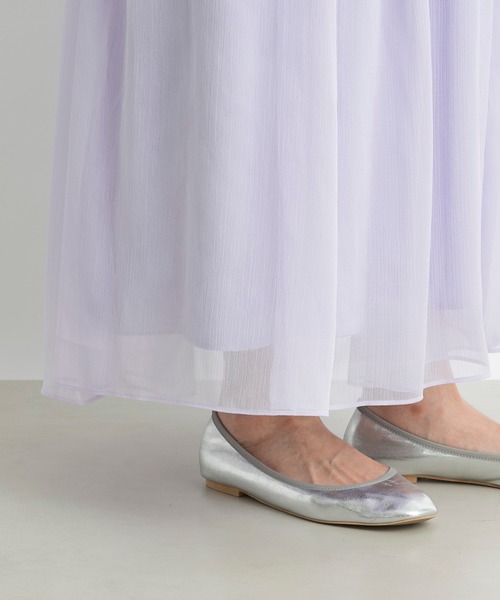 DouDou（ドゥドゥ）の「クレープギャザーフレアスカート（スカート・レディース・オフホワイト/ホワイト系その他/バイオレット・36/38）」の6枚目の写真