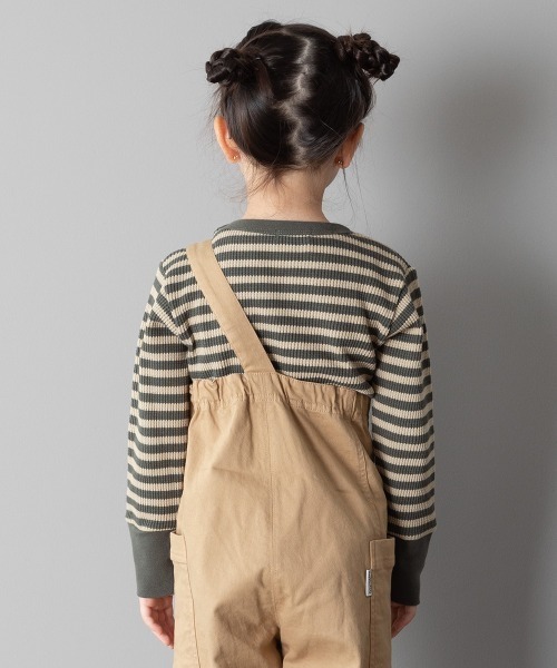 つ*し様 oldGap ワッフル長袖カットソー ボーダー ブラウン MAKE YOUR DAY（メイクユアデイ）の「ワッフルボーダー長袖Tシャツ□80