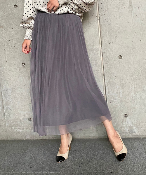 Tiara(ティアラ)の「チュールプリーツスカート(スカート・レディース・チャコールグレー/ブラック/ブラウン/セージグリーン/グレー系その他・FREE)」の7枚目の写真