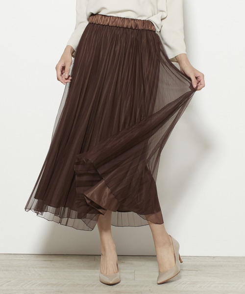Tiara(ティアラ)の「チュールプリーツスカート(スカート・レディース・チャコールグレー/ブラック/ブラウン/セージグリーン/グレー系その他・FREE)」の14枚目の写真