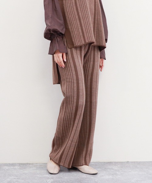 archives(アルシーヴ)の「ストライプジャガードニットパンツ(その他パンツ・レディース・ブラック/グリーン/モカ・MEDIUM)」の14枚目の写真