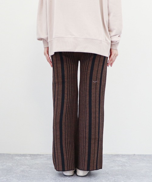 archives(アルシーヴ)の「ストライプジャガードニットパンツ(その他パンツ・レディース・ブラック/グリーン/モカ・MEDIUM)」の16枚目の写真