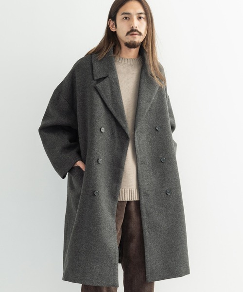 Revo.（レボ）の「Revo. レヴォ オーバーサイズ ダブルチェスターコート TH-3081（チェスターコート・メンズ・グレー/ライトベージュ/チャコール・1(M)/2(L)）」の8枚目の写真