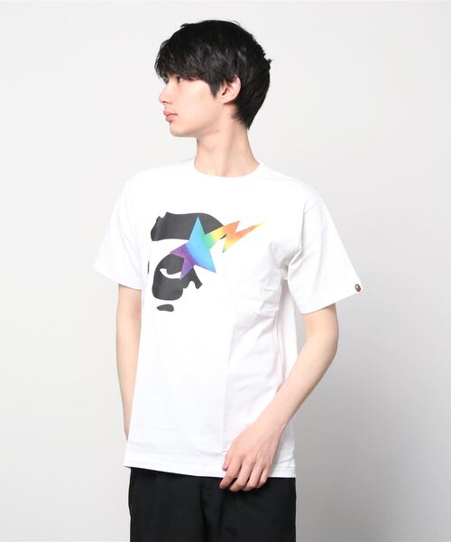 A BATHING APE(アベイシングエイプ)の「RAINBOW APE FACE ON BAPE STA TEE M(Tシャツ/カットソー・メンズ・ブラック/ホワイト・SMALL/MEDIUM)」の2枚目の写真