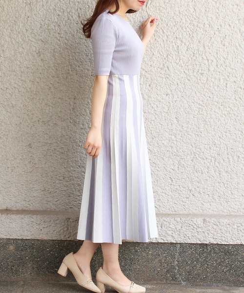 TRUDEA(トルディア)の「ストライプスカートニットワンピース(ワンピース・レディース・サックスブルー/モカ/ベージュ・MEDIUM/LARGE)」の12枚目の写真