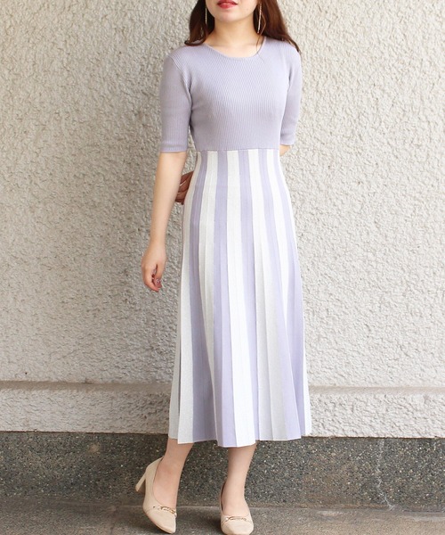 TRUDEA(トルディア)の「ストライプスカートニットワンピース(ワンピース・レディース・サックスブルー/モカ/ベージュ・MEDIUM/LARGE)」の10枚目の写真