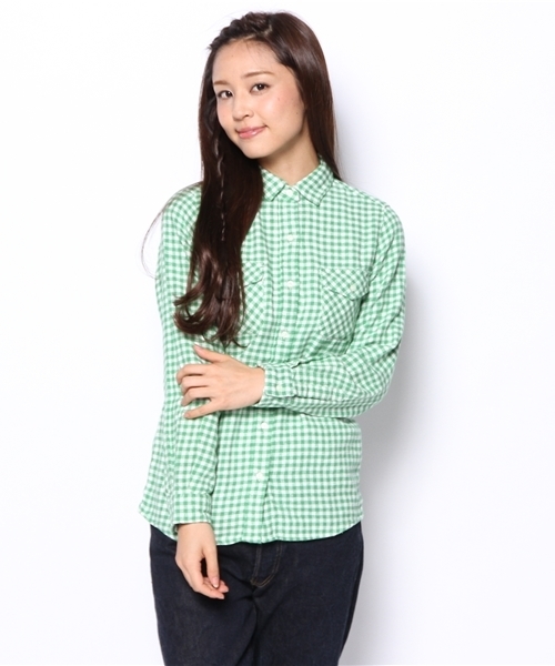CIAOPANIC TYPY（チャオパニックティピー）の「ネルギンガムシャツ（シャツ/ブラウス・レディース・ブラック/グリーン/ピンク・SMALL/MEDIUM）」の12枚目の写真