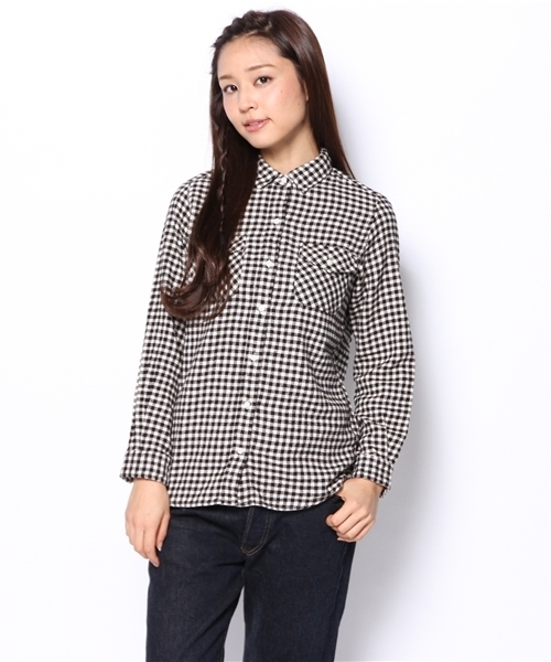 CIAOPANIC TYPY（チャオパニックティピー）の「ネルギンガムシャツ（シャツ/ブラウス・レディース・ブラック/グリーン/ピンク・SMALL/MEDIUM）」の2枚目の写真