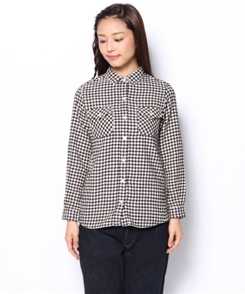 CIAOPANIC TYPY（チャオパニックティピー）の「ネルギンガムシャツ（シャツ/ブラウス・レディース・ブラック/グリーン/ピンク・SMALL/MEDIUM）」の4枚目の写真