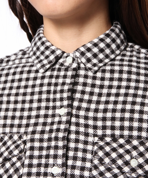 CIAOPANIC TYPY（チャオパニックティピー）の「ネルギンガムシャツ（シャツ/ブラウス・レディース・ブラック/グリーン/ピンク・SMALL/MEDIUM）」の7枚目の写真