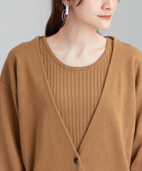 green label relaxing（グリーンレーベルリラクシング）の「[ 手洗い可能 ] CFC アメスリ タンクトップ + カーディガン ツイン ニット（カーディガン/ボレロ・レディース・ブラック/ケリー/ナチュラル/ブラウン・FREE）」の9枚目の写真