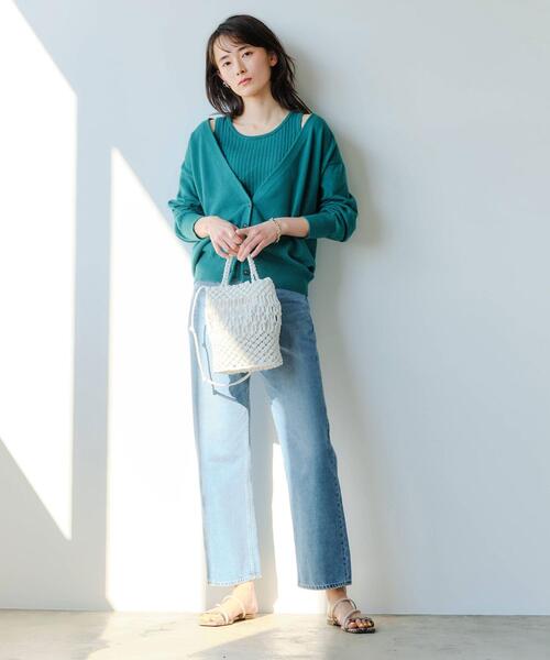 green label relaxing（グリーンレーベルリラクシング）の「[ 手洗い可能 ] CFC アメスリ タンクトップ + カーディガン ツイン ニット（カーディガン/ボレロ・レディース・ブラック/ケリー/ナチュラル/ブラウン・FREE）」の17枚目の写真