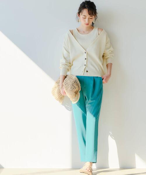 green label relaxing（グリーンレーベルリラクシング）の「[ 手洗い可能 ] CFC アメスリ タンクトップ + カーディガン ツイン ニット（カーディガン/ボレロ・レディース・ブラック/ケリー/ナチュラル/ブラウン・FREE）」の18枚目の写真