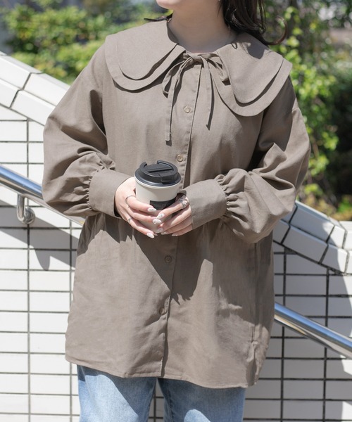 PairPair（ペアペア）の「ビックカラーコットンリネンシャツ(リンクアイテム)（シャツ/ブラウス・レディース・モカ/アイボリー・FREE）」の18枚目の写真