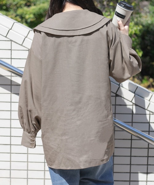 PairPair（ペアペア）の「ビックカラーコットンリネンシャツ(リンクアイテム)（シャツ/ブラウス・レディース・モカ/アイボリー・FREE）」の10枚目の写真