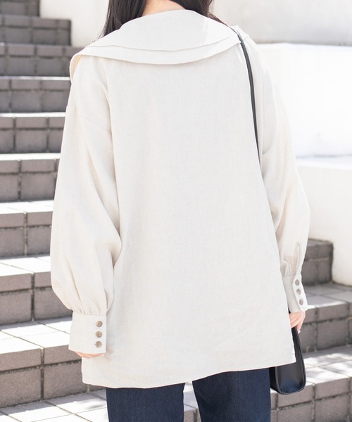 PairPair（ペアペア）の「ビックカラーコットンリネンシャツ(リンクアイテム)（シャツ/ブラウス・レディース・モカ/アイボリー・FREE）」の7枚目の写真