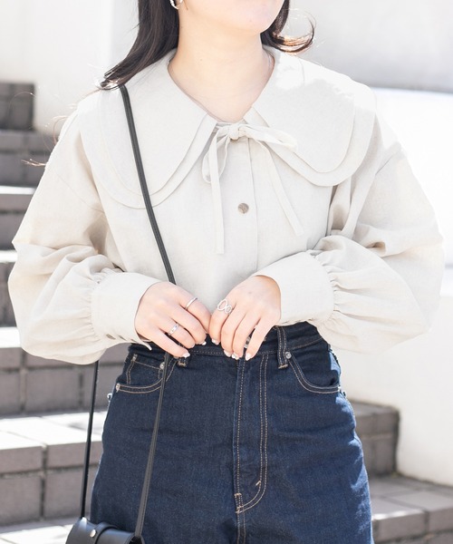 PairPair（ペアペア）の「ビックカラーコットンリネンシャツ(リンクアイテム)（シャツ/ブラウス・レディース・モカ/アイボリー・FREE）」の15枚目の写真