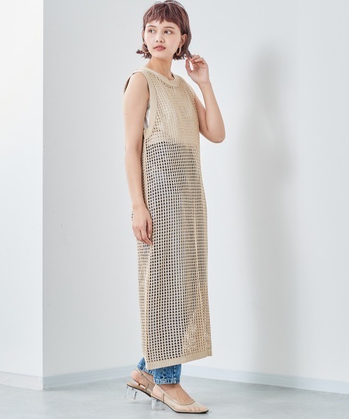 cepo（セポ）の「メッシュニットワンピース（ワンピース・レディース・ブラウン/ベージュ/ブルー・M）」の7枚目の写真