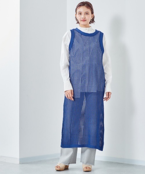 cepo（セポ）の「メッシュニットワンピース（ワンピース・レディース・ブラウン/ベージュ/ブルー・M）」の10枚目の写真