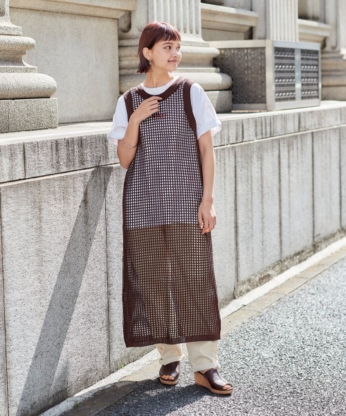 cepo（セポ）の「メッシュニットワンピース（ワンピース・レディース・ブラウン/ベージュ/ブルー・M）」の14枚目の写真