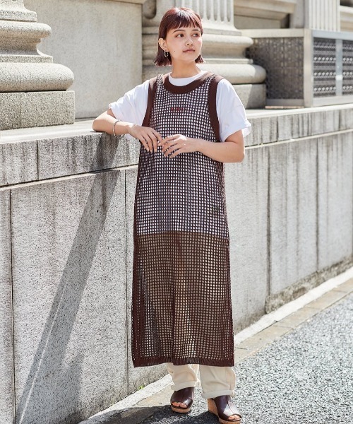 cepo（セポ）の「メッシュニットワンピース（ワンピース・レディース・ブラウン/ベージュ/ブルー・M）」の13枚目の写真