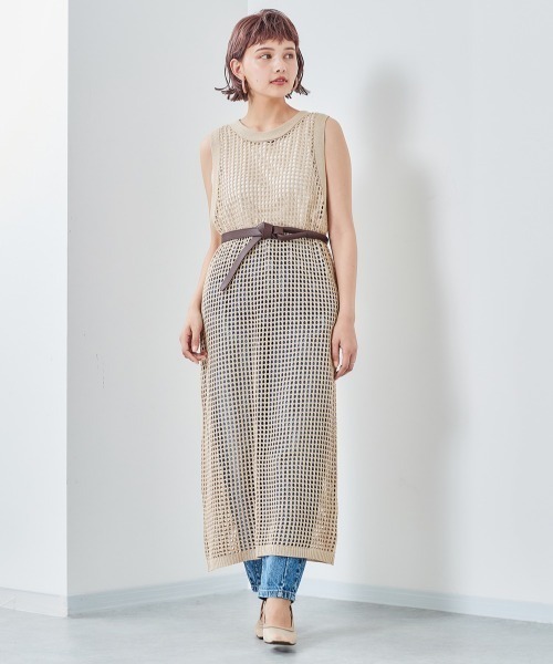 cepo（セポ）の「メッシュニットワンピース（ワンピース・レディース・ブラウン/ベージュ/ブルー・M）」の6枚目の写真
