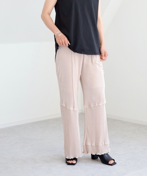 UNFIELD（アンフィールド）の「【UNFIELD プリーツクロスメローフレアパンツ】（その他パンツ・レディース・パープル/ピンクベージュ/グレイッシュベージュ・FREE）」の18枚目の写真