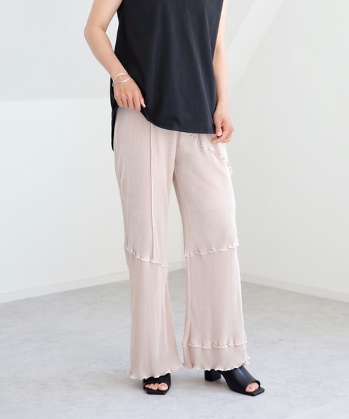 UNFIELD（アンフィールド）の「【UNFIELD プリーツクロスメローフレアパンツ】（その他パンツ・レディース・パープル/ピンクベージュ/グレイッシュベージュ・FREE）」の19枚目の写真