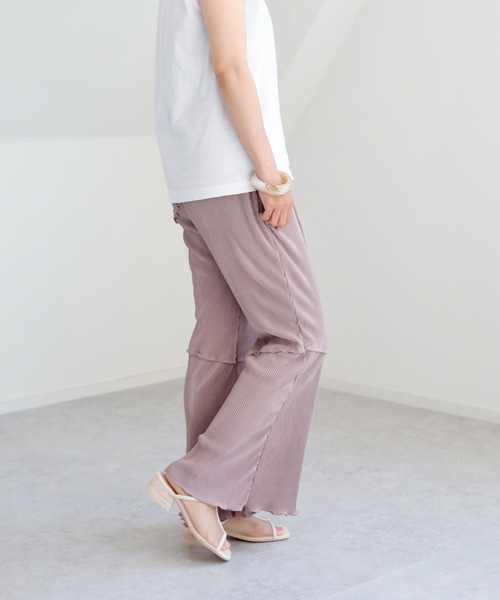 UNFIELD（アンフィールド）の「【UNFIELD プリーツクロスメローフレアパンツ】（その他パンツ・レディース・パープル/ピンクベージュ/グレイッシュベージュ・FREE）」の7枚目の写真