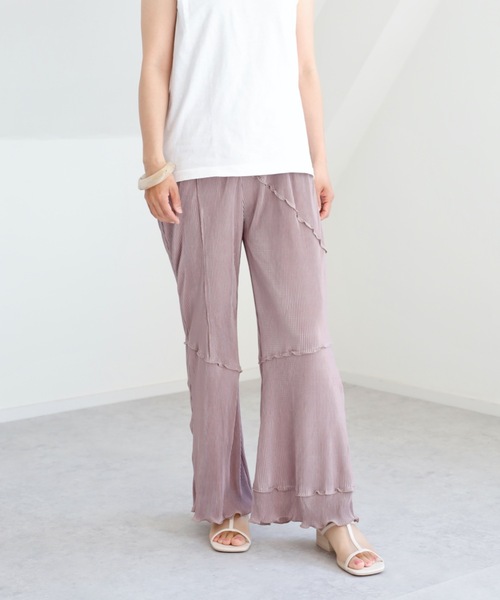 UNFIELD（アンフィールド）の「【UNFIELD プリーツクロスメローフレアパンツ】（その他パンツ・レディース・パープル/ピンクベージュ/グレイッシュベージュ・FREE）」の17枚目の写真