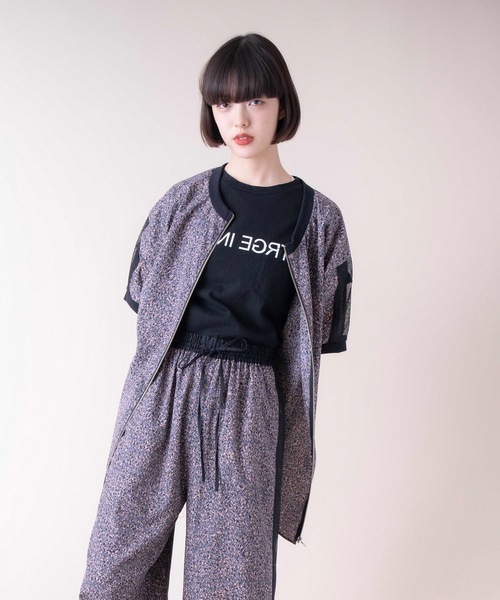 La SRIC（ラスリック）の「La SRIC / メランジ柄2WAYブラウス【セットアップ可】（シャツ/ブラウス・レディース・チャコールグレー/グリーン・38）」の2枚目の写真