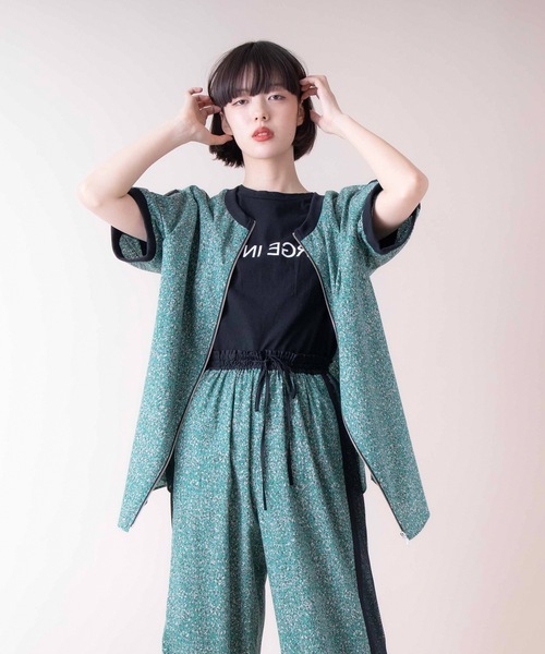 La SRIC（ラスリック）の「La SRIC / メランジ柄2WAYブラウス【セットアップ可】（シャツ/ブラウス・レディース・チャコールグレー/グリーン・38）」の3枚目の写真