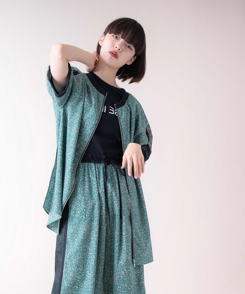 La SRIC（ラスリック）の「La SRIC / メランジ柄2WAYブラウス【セットアップ可】（シャツ/ブラウス・レディース・チャコールグレー/グリーン・38）」の4枚目の写真