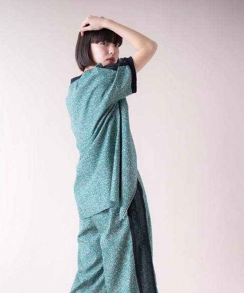 La SRIC（ラスリック）の「La SRIC / メランジ柄2WAYブラウス【セットアップ可】（シャツ/ブラウス・レディース・チャコールグレー/グリーン・38）」の5枚目の写真