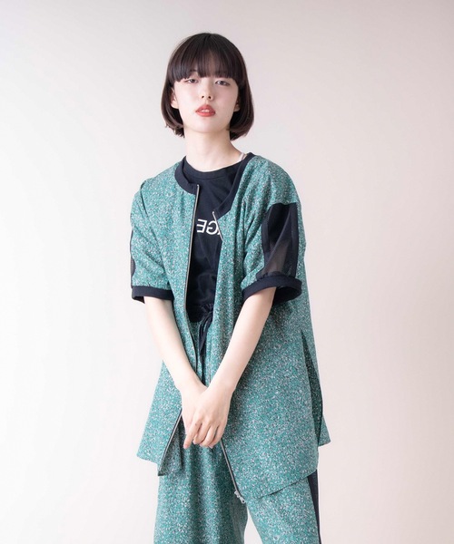 La SRIC（ラスリック）の「La SRIC / メランジ柄2WAYブラウス【セットアップ可】（シャツ/ブラウス・レディース・チャコールグレー/グリーン・38）」の14枚目の写真