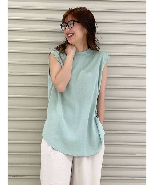 Ungrid（アングリッド）の「【WEB限定】ワッフルルーズタンクトップ（タンクトップ・レディース・オフホワイト/チャコールグレー/オレンジ/ミント/ブルー/パープル・FREE）」の4枚目の写真