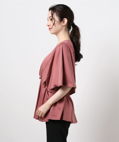 NICOLE white（ニコルホワイト）の「フレアーギャザーカットソー（Tシャツ/カットソー・レディース・ライトグレー/ピンク/ブラック・FREE）」の9枚目の写真