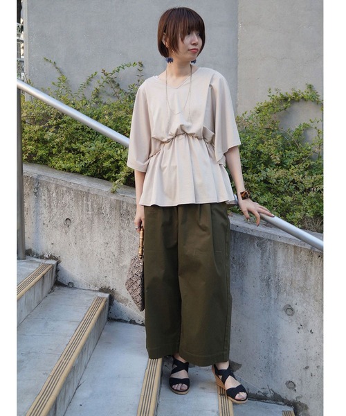 NICOLE white（ニコルホワイト）の「フレアーギャザーカットソー（Tシャツ/カットソー・レディース・ライトグレー/ピンク/ブラック・FREE）」の5枚目の写真